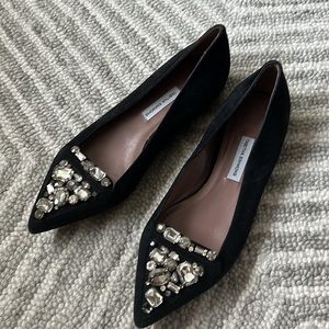 Tabitha Simmons Alexa with Jewels Black Flats
